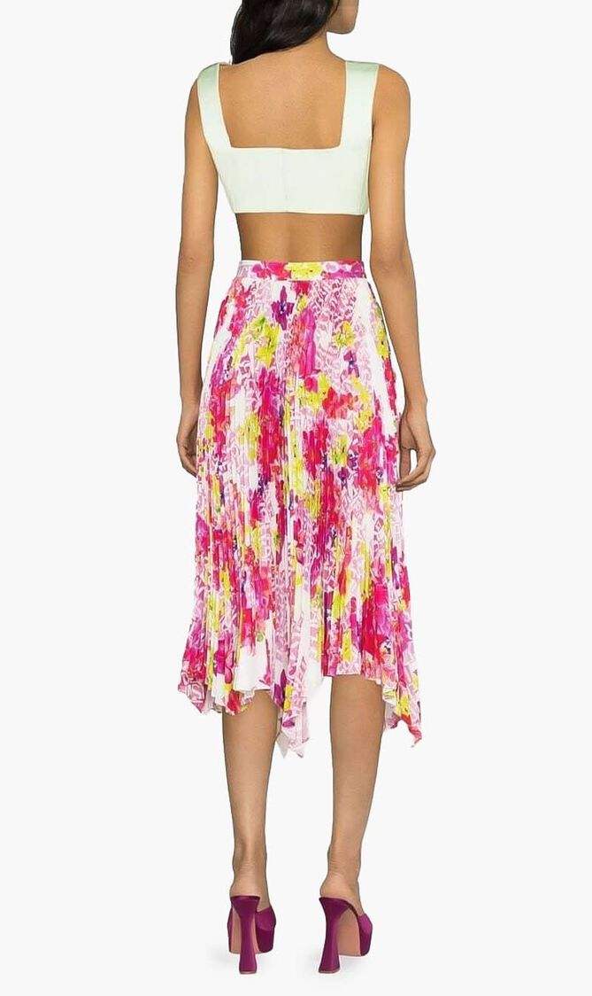 SKIRT MIDI PLEAT CREPE DE CHINE HANKERCHIEF AO ORCHID VERSACE