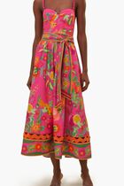 Delicate Fruit Garden Pink Midi Dress