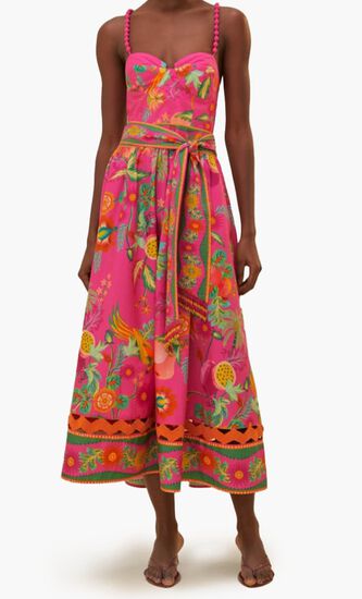 Delicate Fruit Garden Pink Midi Dress