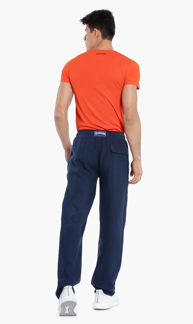 Solid Linen Drawstring Pants