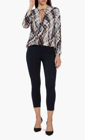 Lyzaa Quartz Printed Neck-Tie Blouse