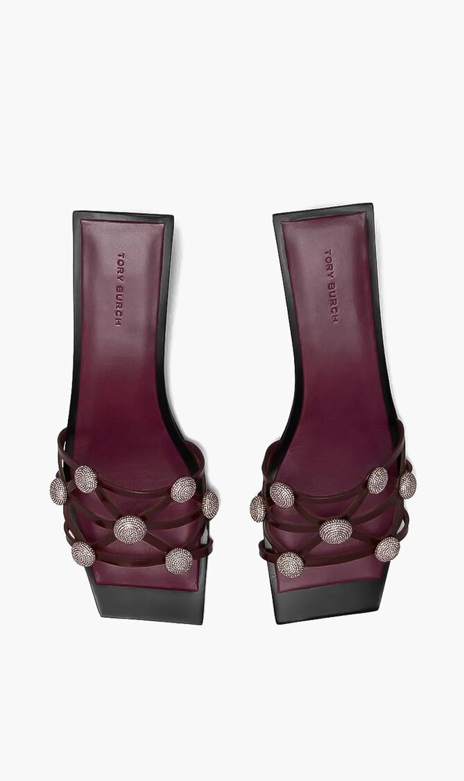 Crystal Bobble Heeled Mule Sandal