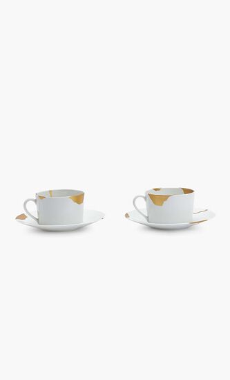 Kintsugi Tea Cup & Saucer Gold Set Of 2