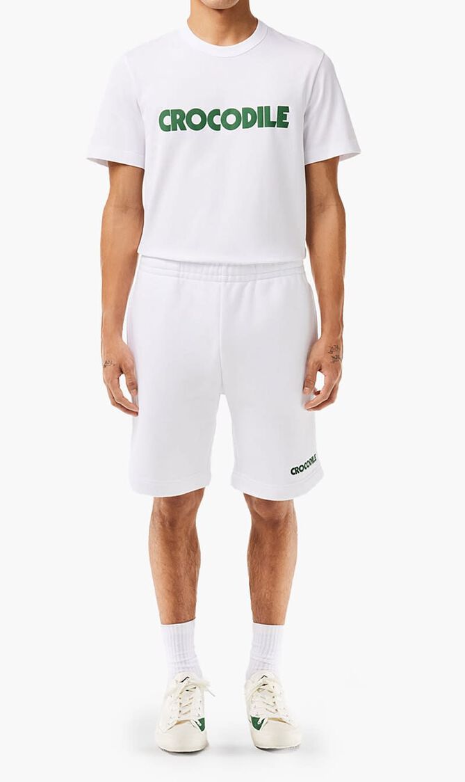 Embroidered Slogan Fleece Jogger Shorts