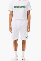 Embroidered Slogan Fleece Jogger Shorts