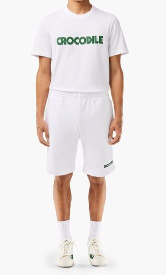 Embroidered Slogan Fleece Jogger Shorts