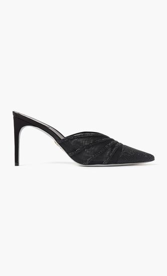 Rhinestone Mesh Pointed Toe Mules