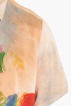 CARTOON SATIN SS SHIRT NEW BEIGE MULTI