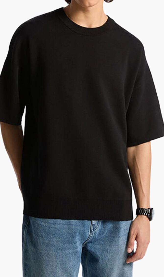 Cotton Short-Sleeve Sweater