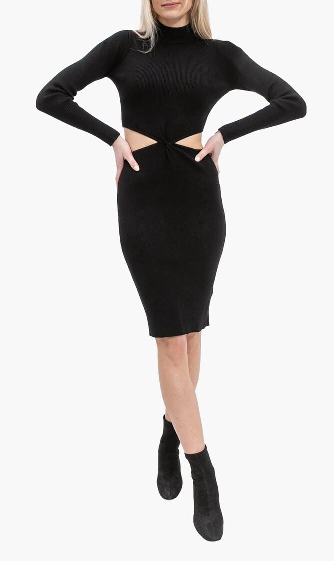 Long Sleeve Twisted Jamia Midi Rib Dress