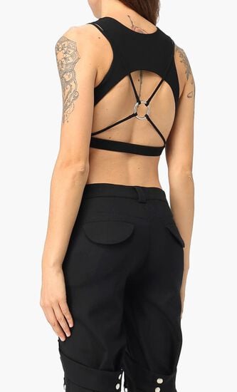 LACEUP HARNESS BRA BLACK WHITE
