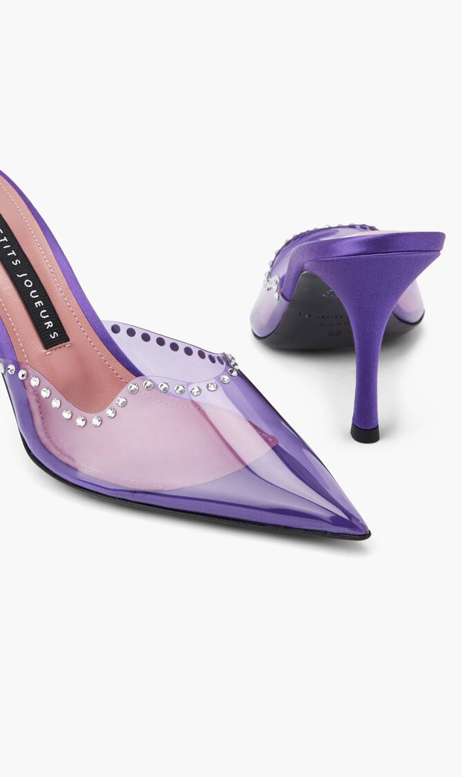 Pvc Sabot Medium Heel+Crystal
