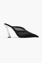 Mesh & suede mule heels
