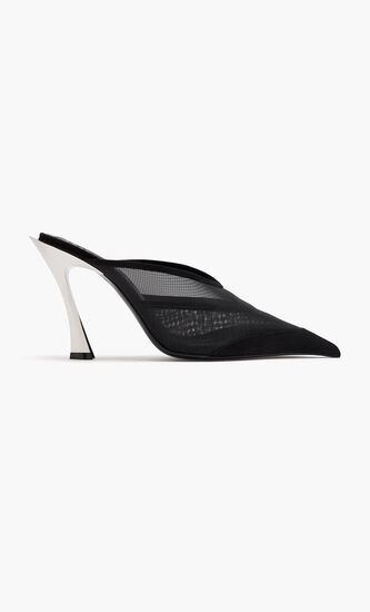 Mesh & suede mule heels