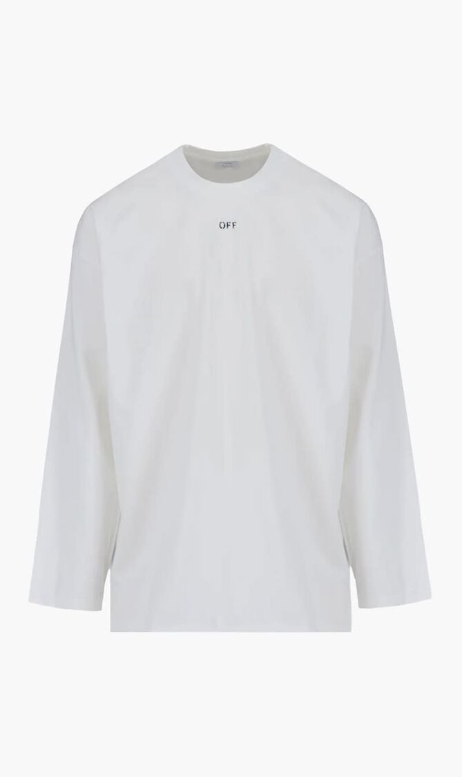 OFF STAMP WIDE LS TEE WHITE BLACK
