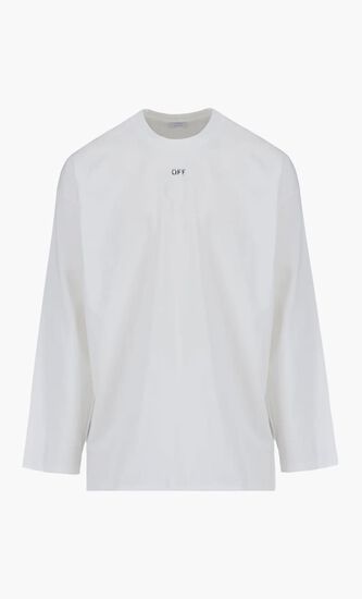 OFF STAMP WIDE LS TEE WHITE BLACK