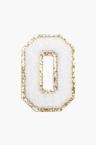3 CHENILLE SPARKLE LETTER PATCHES WHITE