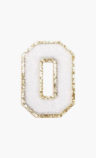 3 CHENILLE SPARKLE LETTER PATCHES WHITE