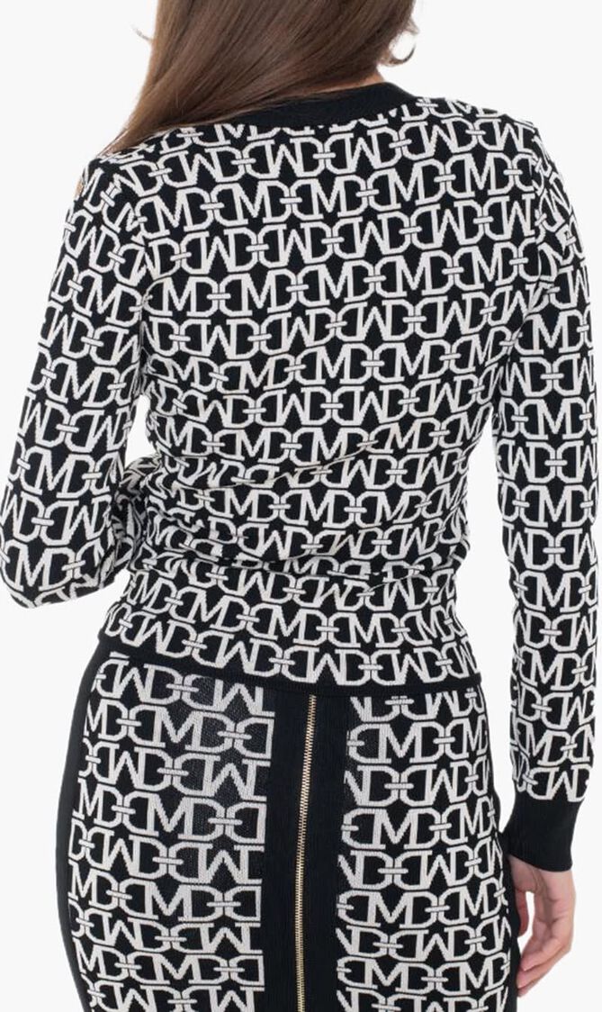 Allover Jacquard Long Sleeve Cardigan