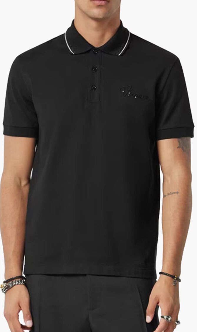 POLO PIQUET FABRIC + VERSACE NAUTICAL LOGO EMBROIDERY