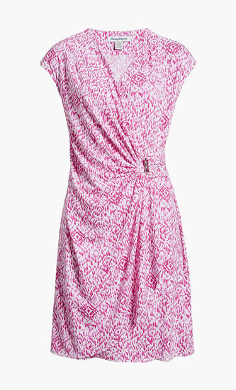 Clara Ocean Ikat Knit Faux Wrap Dress
