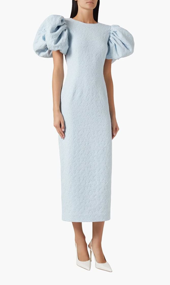 JACQUARD MIDI PUFFY DRESS