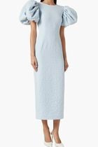 JACQUARD MIDI PUFFY DRESS
