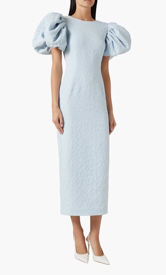 JACQUARD MIDI PUFFY DRESS