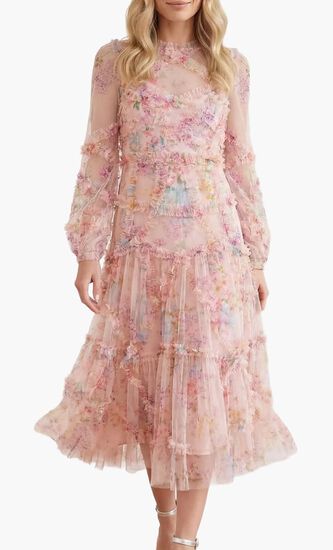 Floral Diamond Ruffle Ballerina Dress