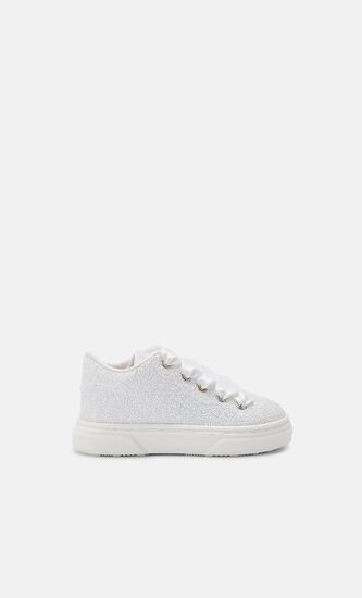 LACE UP GLITTER FABRIC SNEAKERS