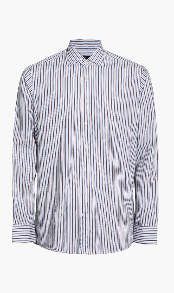 Two Color Multi Stripe Classic Fit Shirt