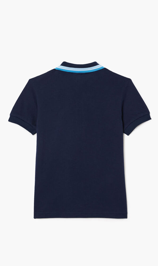 Tricolour Collar Cotton Petit Pique Polo