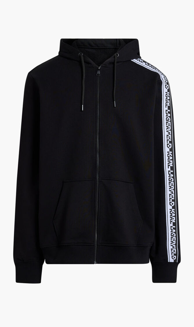 LOGO KNIT TAPE ZIP-UP HOODIE