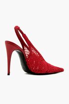 Crochet-knit slingback pumps