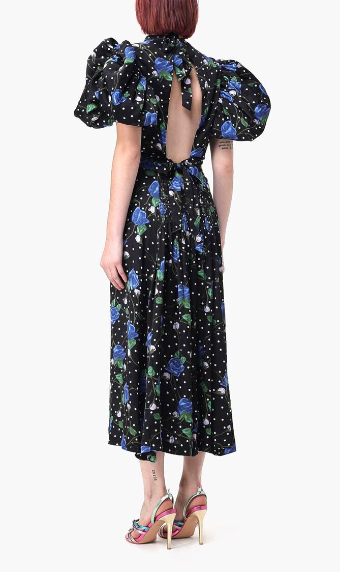 SATIN PUFF SLEEVE DRESS