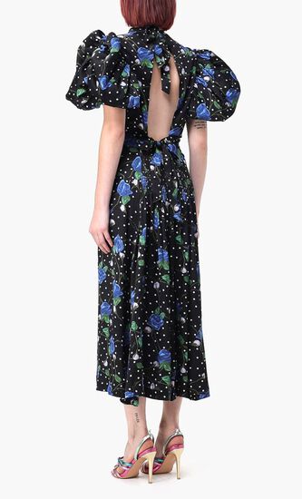 SATIN PUFF SLEEVE DRESS