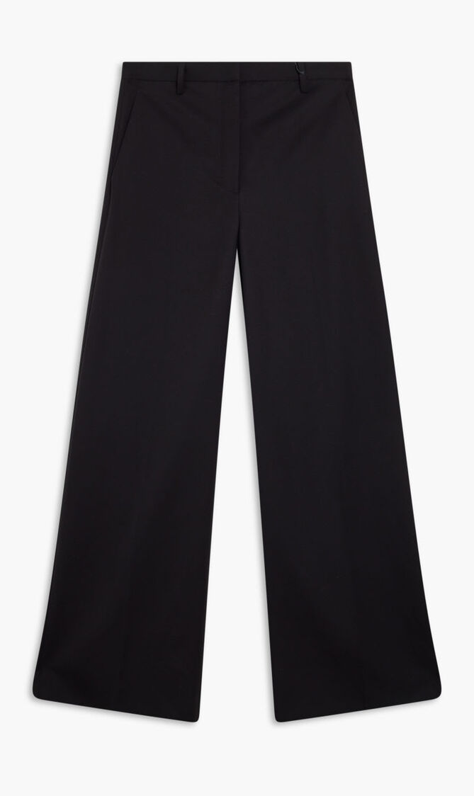 PANT INFORMAL WIDE LEG ZIPPED WAISTAND SOLID BLK