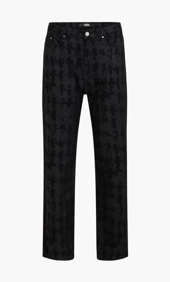 Patterned Straight-Fit Jeans
