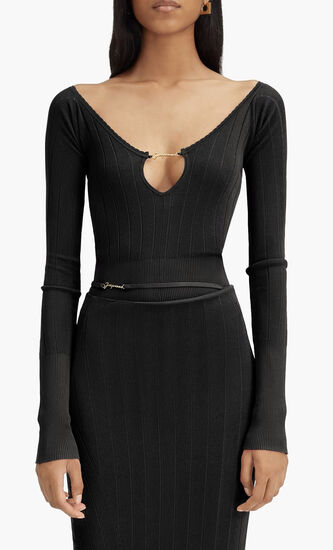 Long Sleeve Scalloped Top