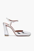 CHARLOTTE PUMP MIRROR SILVER 95 MM BLOCK HEEL - NEW STYLE