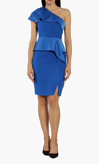 Pana One Shoulder Peplum Dress