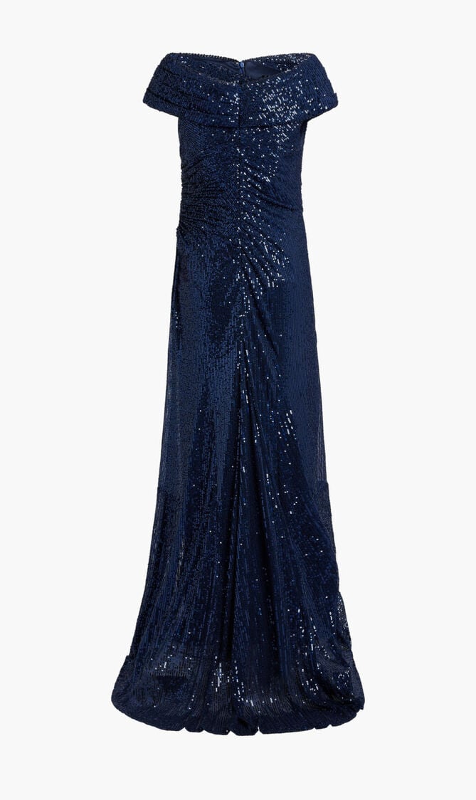 SEQUINED DROP SHOULDER GOWN