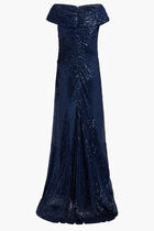 SEQUINED DROP SHOULDER GOWN