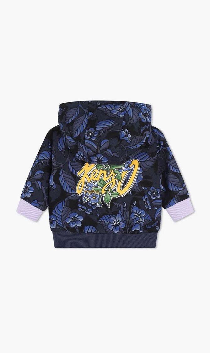 Floral Print Zip Up Hoodie