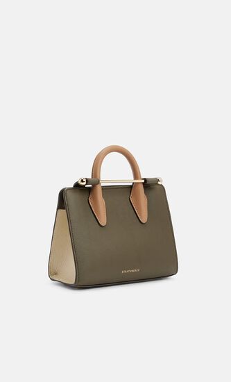 NANO TOTE TRI LEATHER KHAKI/CARAMEL/DIAMOND