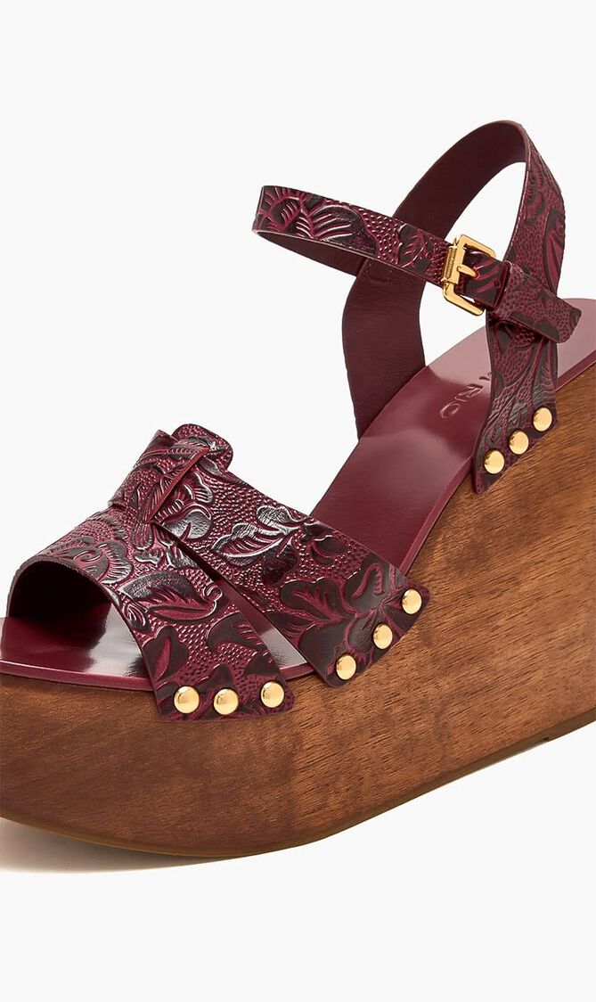 Embossed Wedge Sandals
