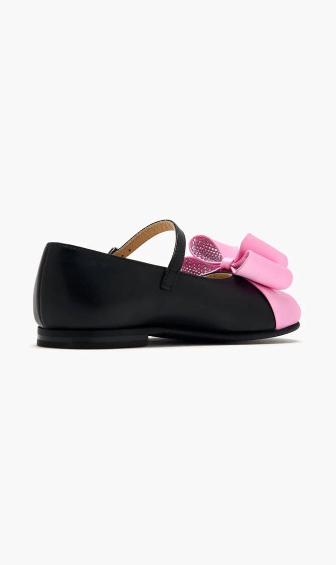 LE CADEAU BLACK AND PINK SATIN MINI BALLERINA