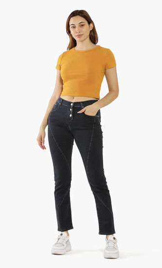 Button-Fly Stretch Fit Jeans