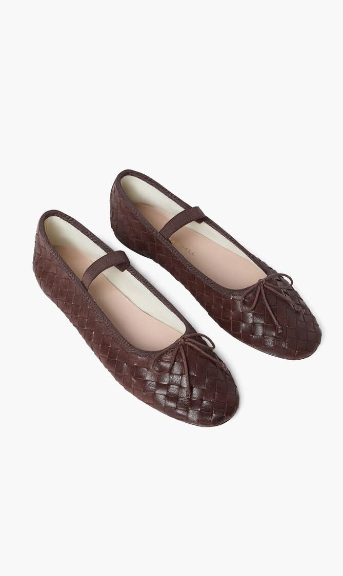 Loeffler Randall Leonie Espresso Woven Ballet Flat