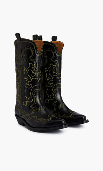 MID SHAFT EMBROIDERED WESTERN BOOT YELLOW ST
